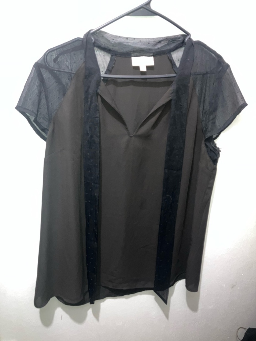 Madcloth Black Short-Sleeve Sheer Accent Women's Top